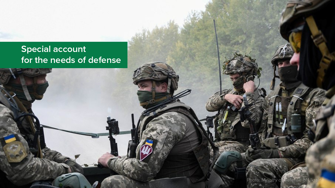 Almost UAH 34.5 Billion Transferred for Needs of Defense from Special Account Opened by NBU Since Full-Scale War Started, and over UAH 182 Million Received therein in March